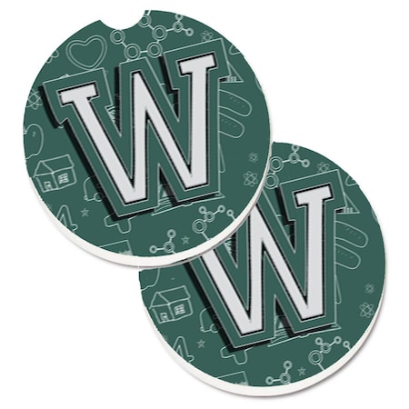 Carolines Treasures Letter W Back to School Initial  Cup Holder Car Coaster, PK2 CJ2010-WCARC